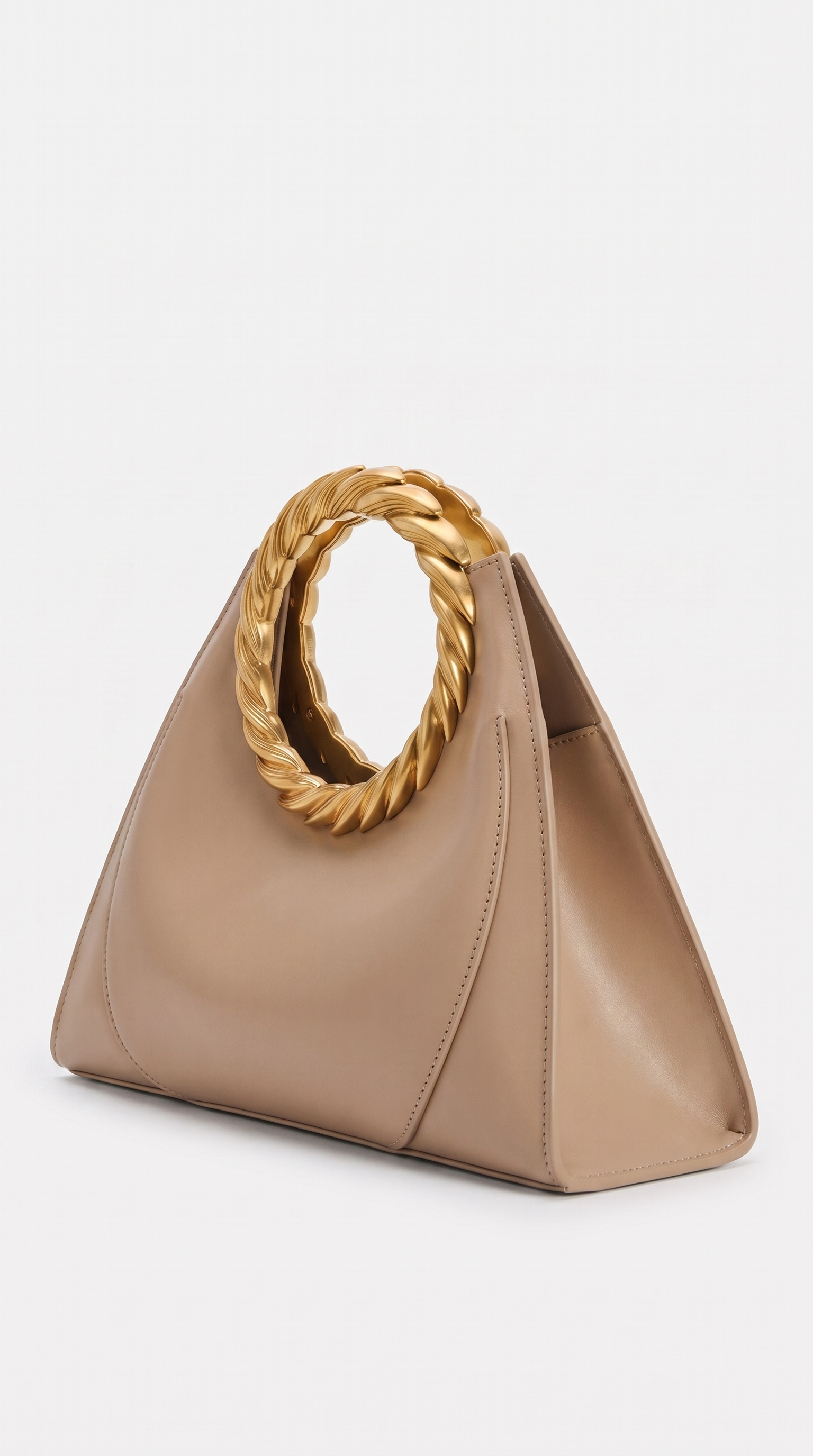 Lyra - Sculptural Twisted-Handle Leather Tote Bag Brown