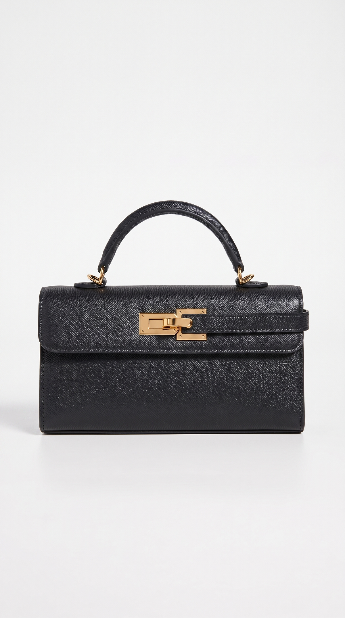 Veva - Pebbled Leather Lock Bag Black