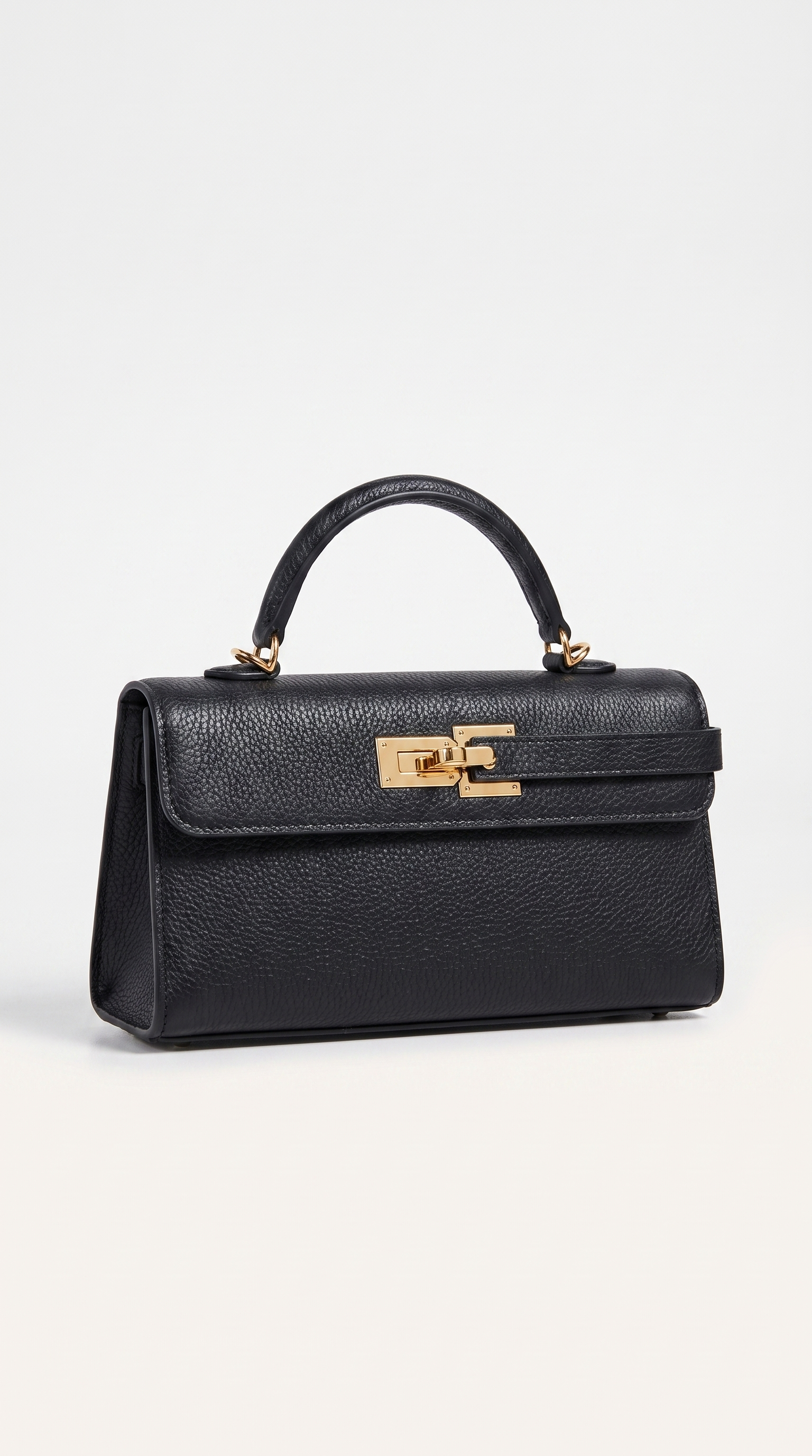Veva - Pebbled Leather Lock Bag Black