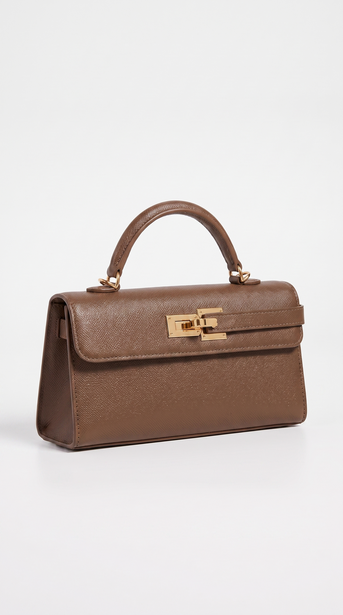 Veva - Pebbled Leather Lock Bag Brown