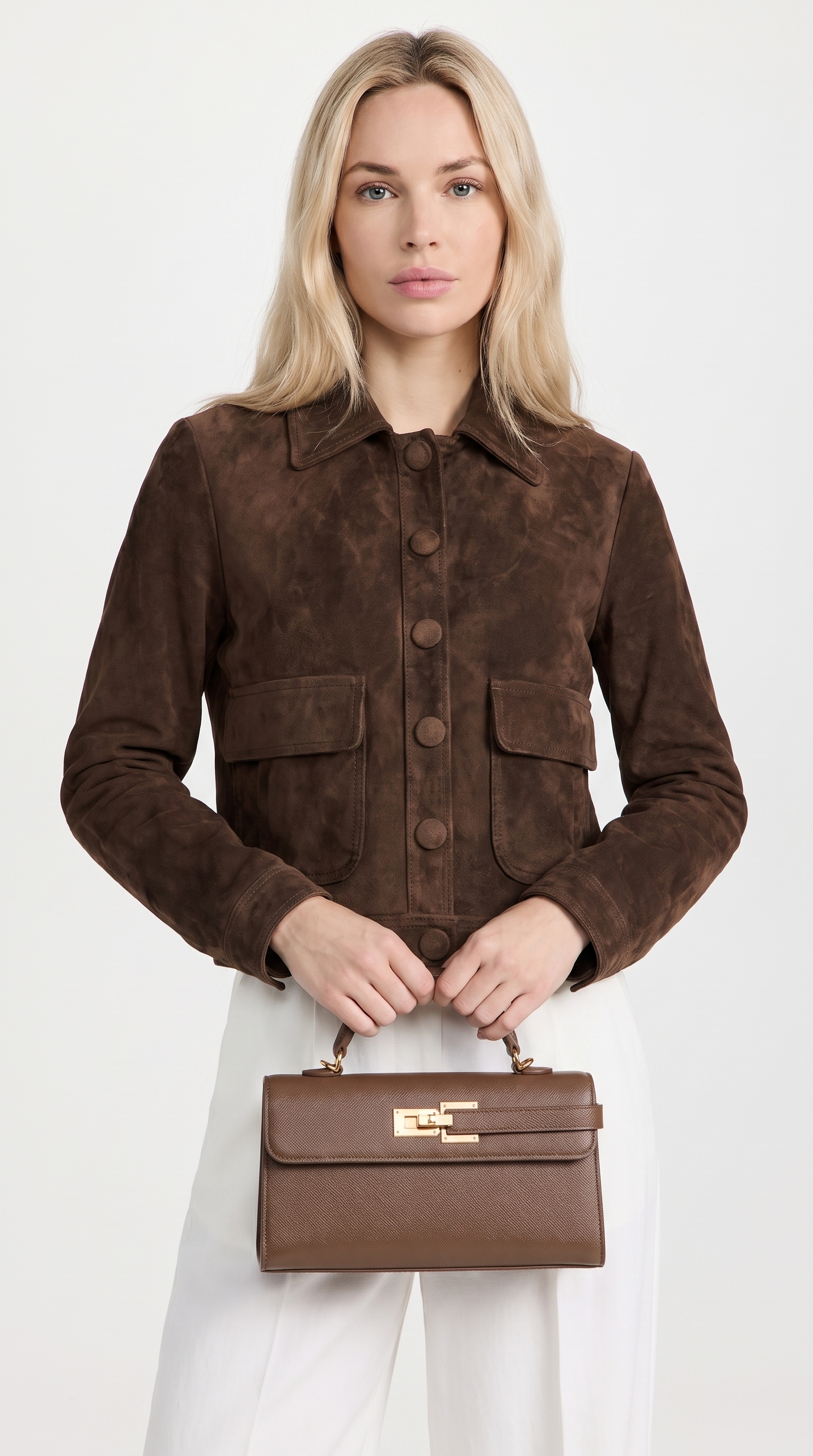 Veva - Pebbled Leather Lock Bag Brown