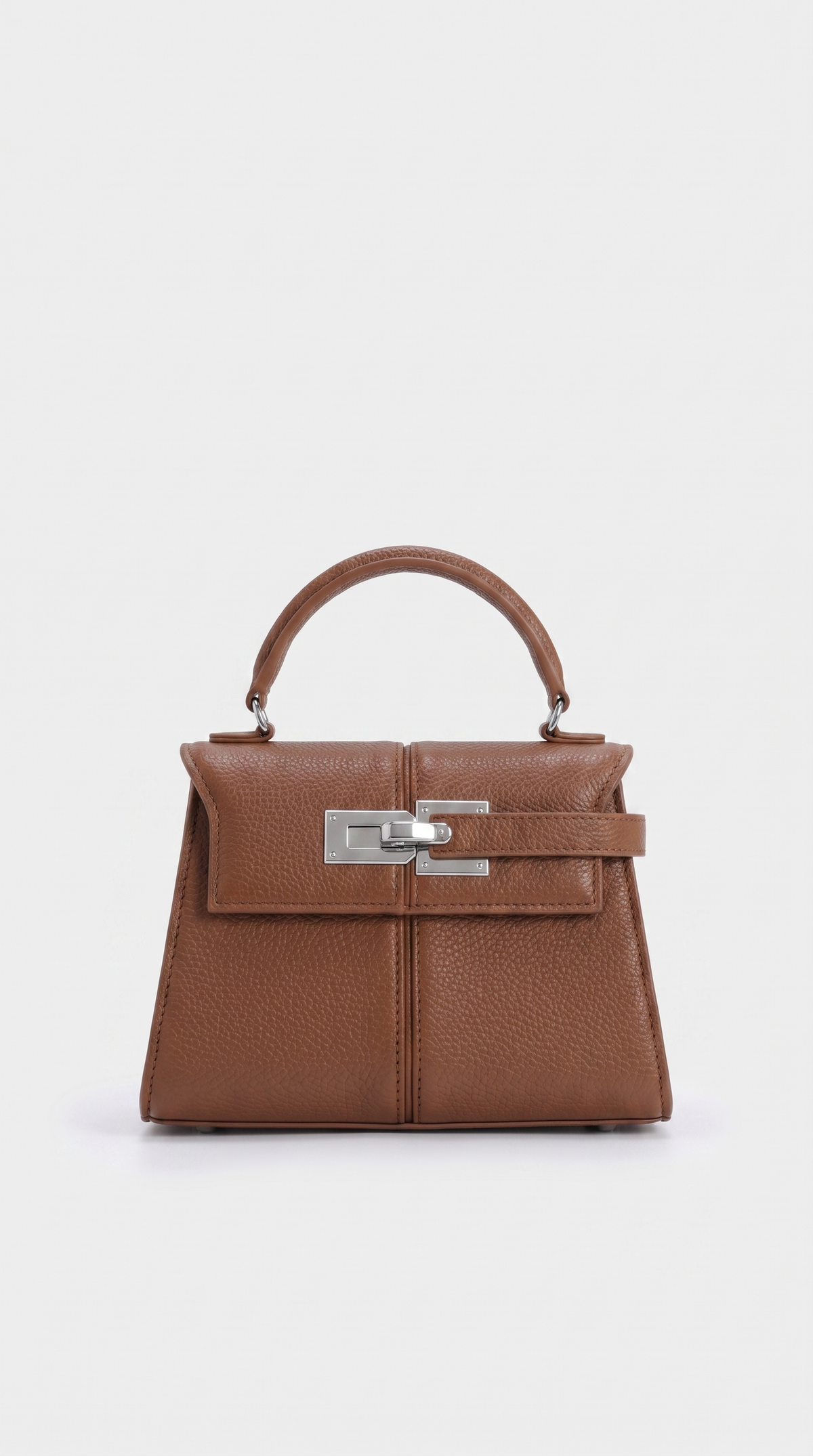 Misi - Pebbled Leather Lock Bag Brown