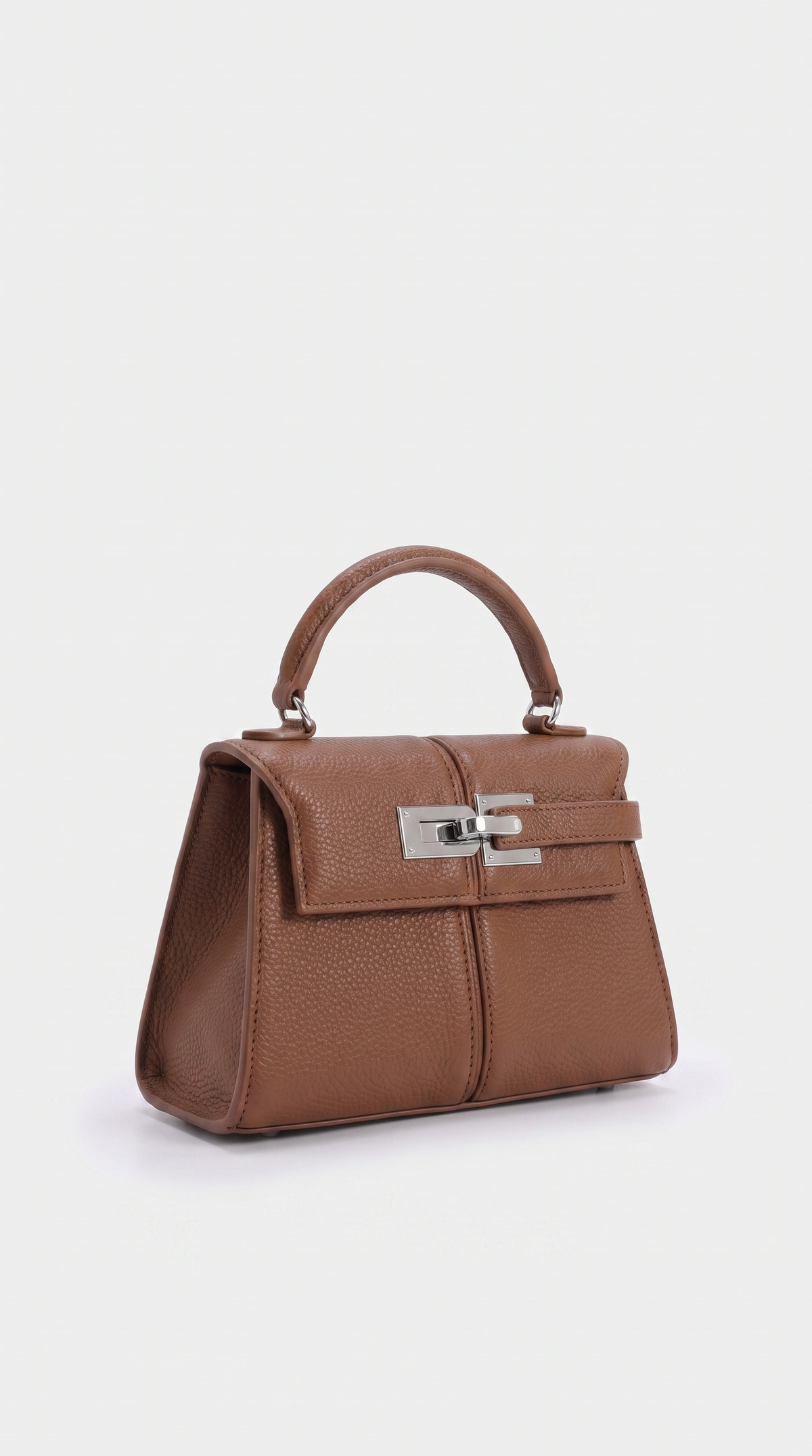 Misi - Pebbled Leather Lock Bag Brown
