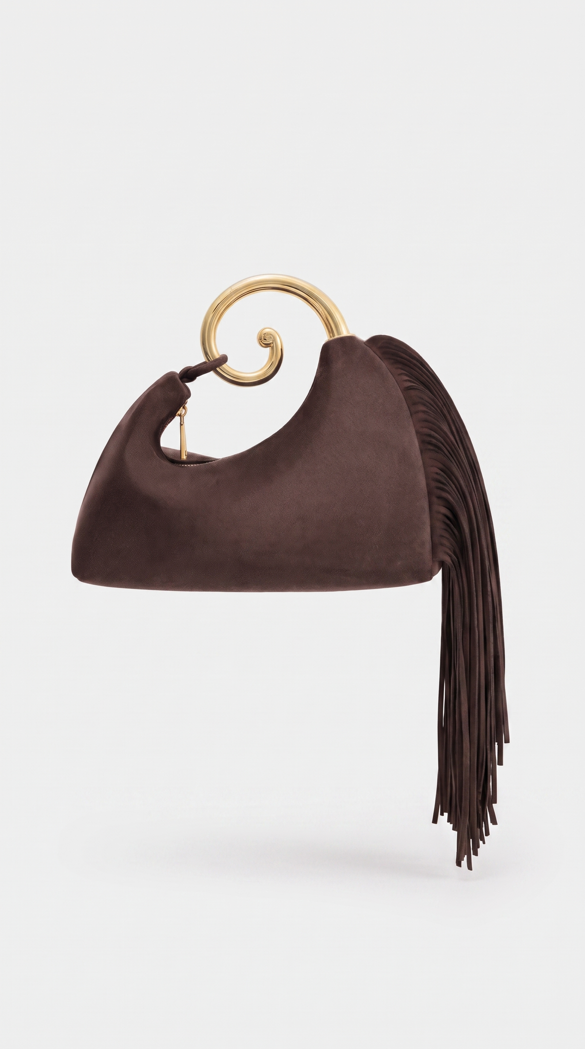 Ria - Fringe Suede Spiral-Handle Shoulder Bag