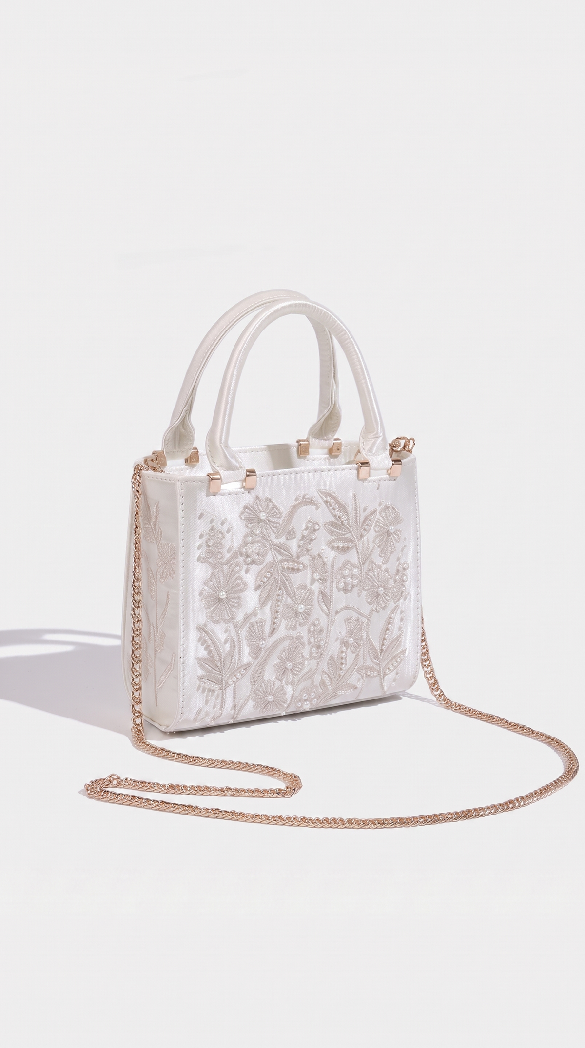 Soga - Embroidered Satin Pearl Tote Bag