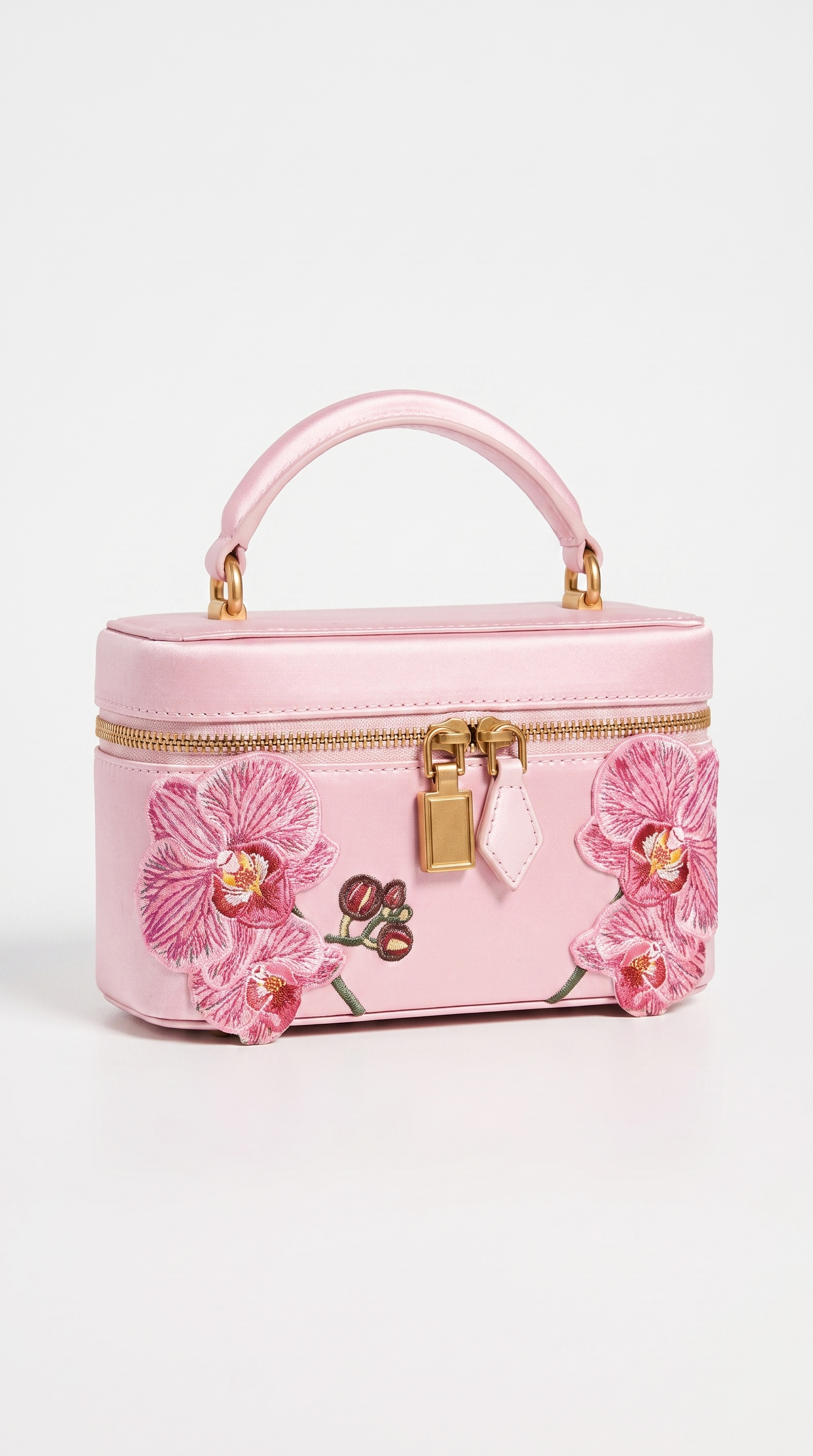Kiri - Floral Embroidered Satin Vanity Bag Pink