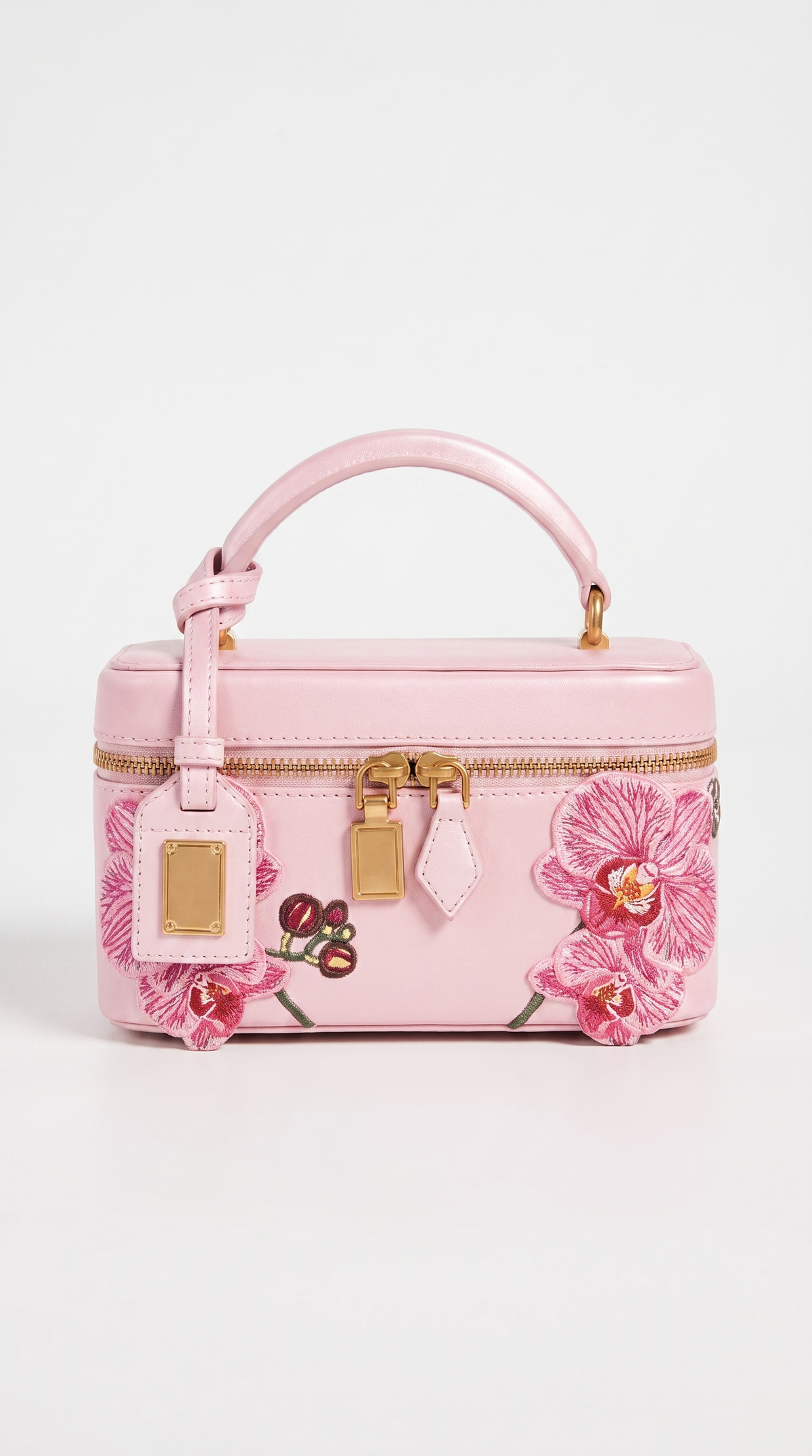 Kiri - Floral Embroidered Satin Vanity Bag Pink