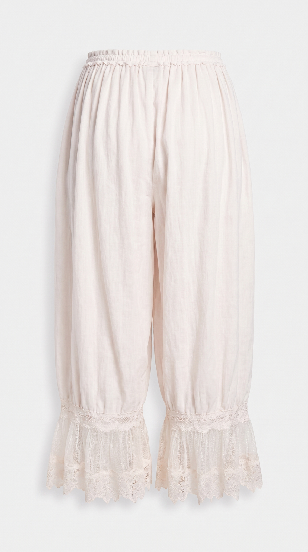 Pino - Lace-Trimmed Gathered Bloomer Pants White