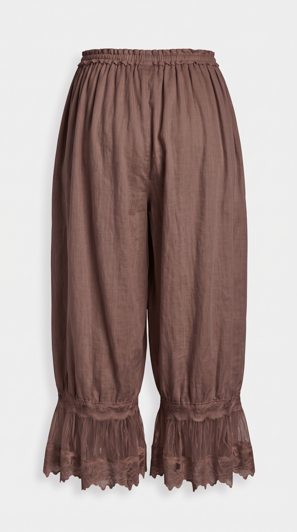 Pino - Lace-Trimmed Gathered Bloomer Pants Brown