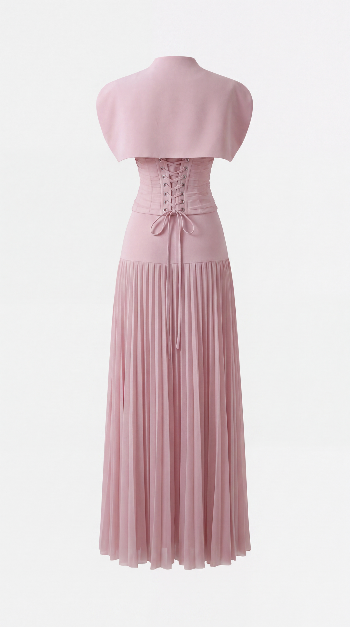 Koa - Embellished Cape Overlay Corseted Maxi Dress