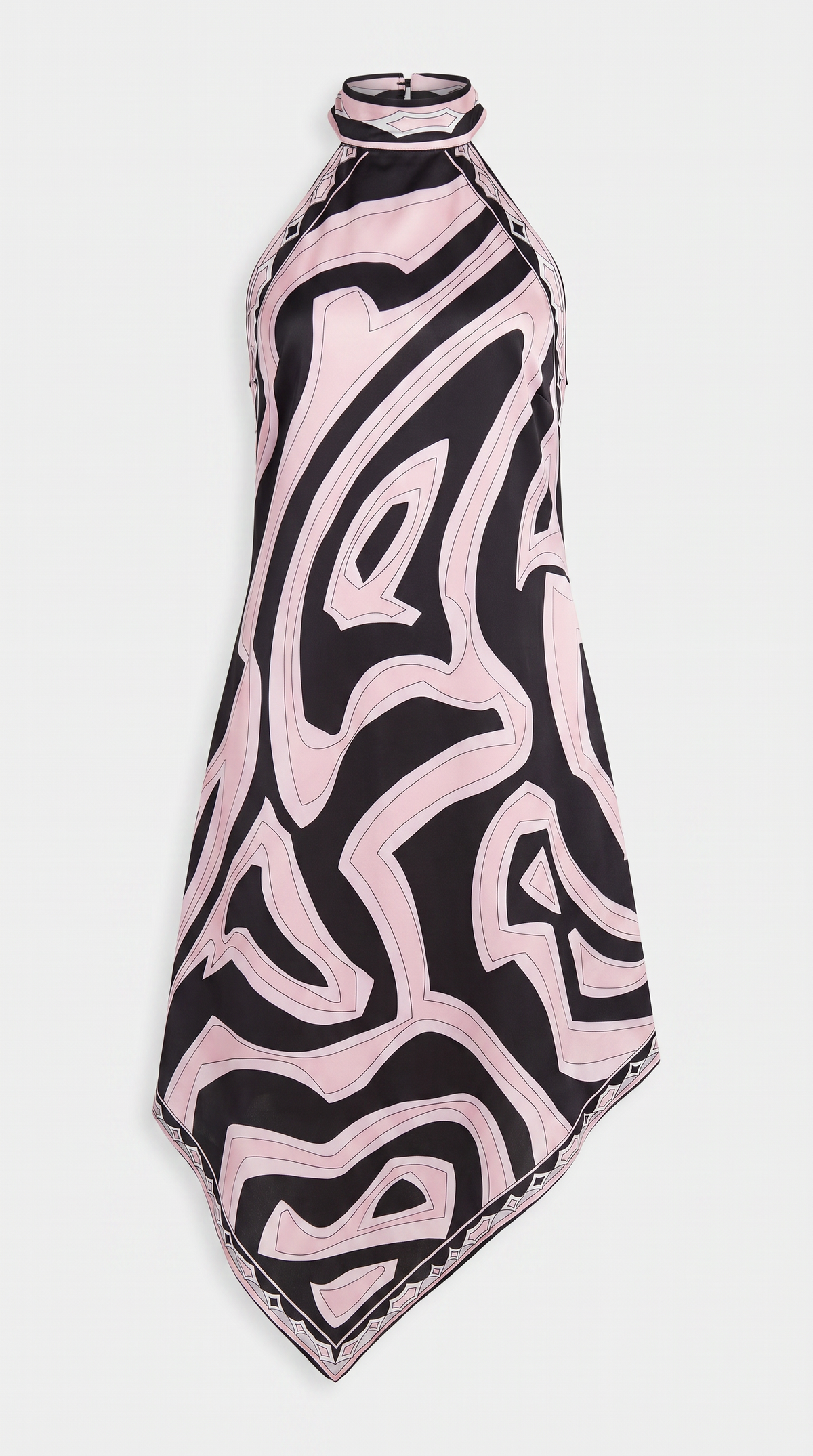 Seli - Graphic Printed Halter Handkerchief Dress Pink