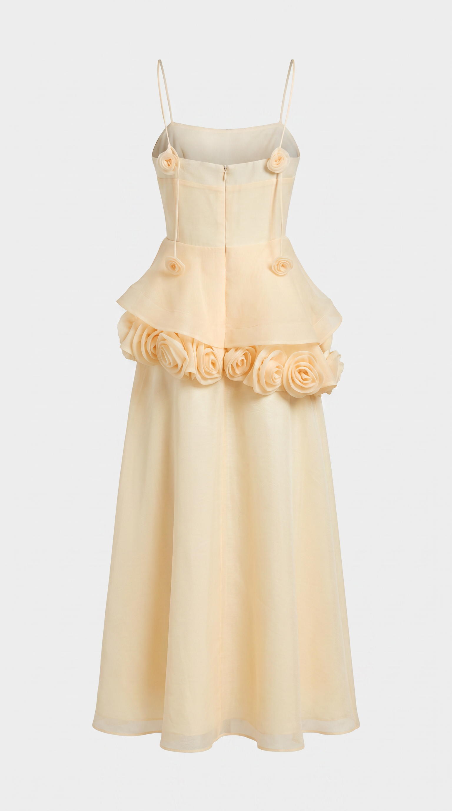 Roda - 3D Rosette Peplum Maxi Dress Yellow