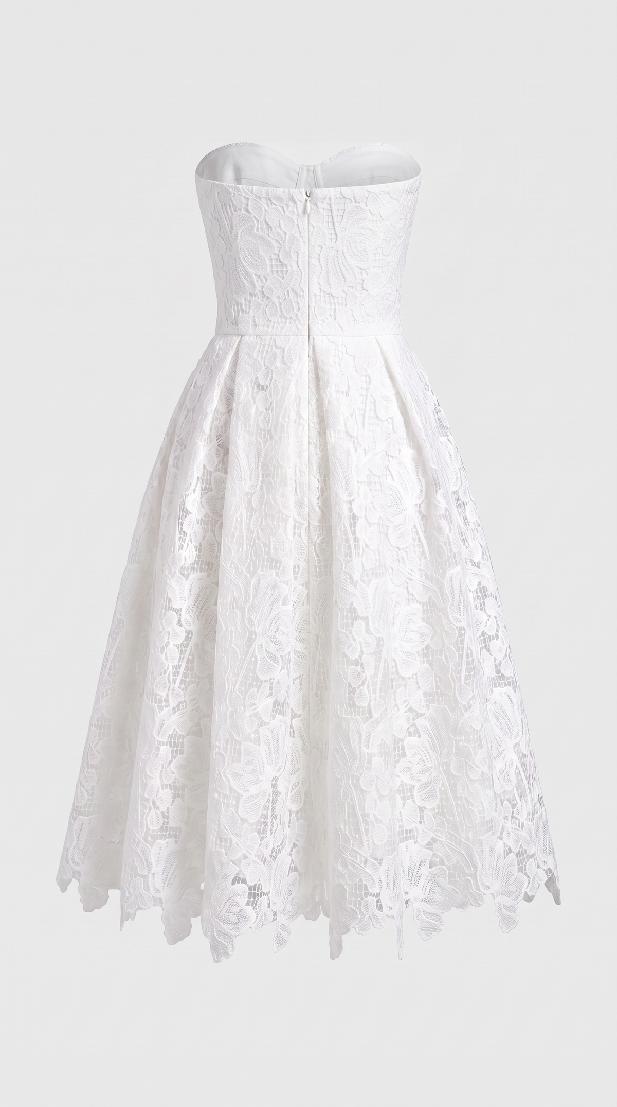 Melos - Embroidered Corseted A-Line Midi Dress White