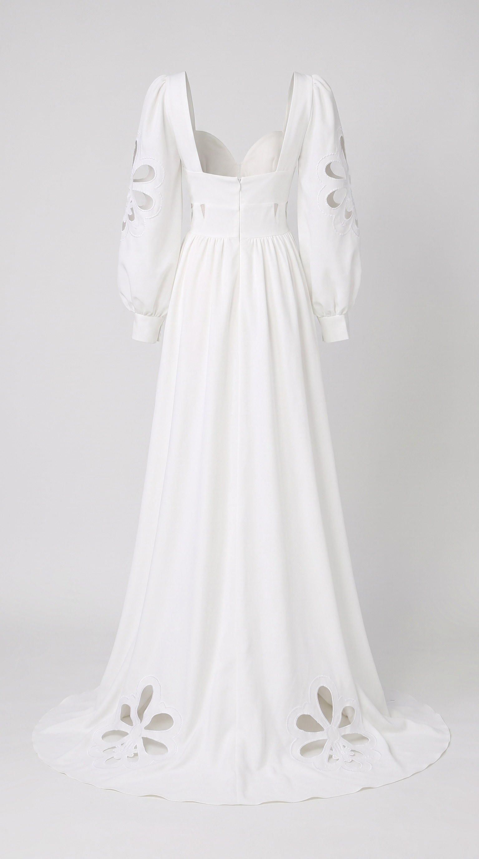 Porto - Ruffled Cutout High-Low Gown White