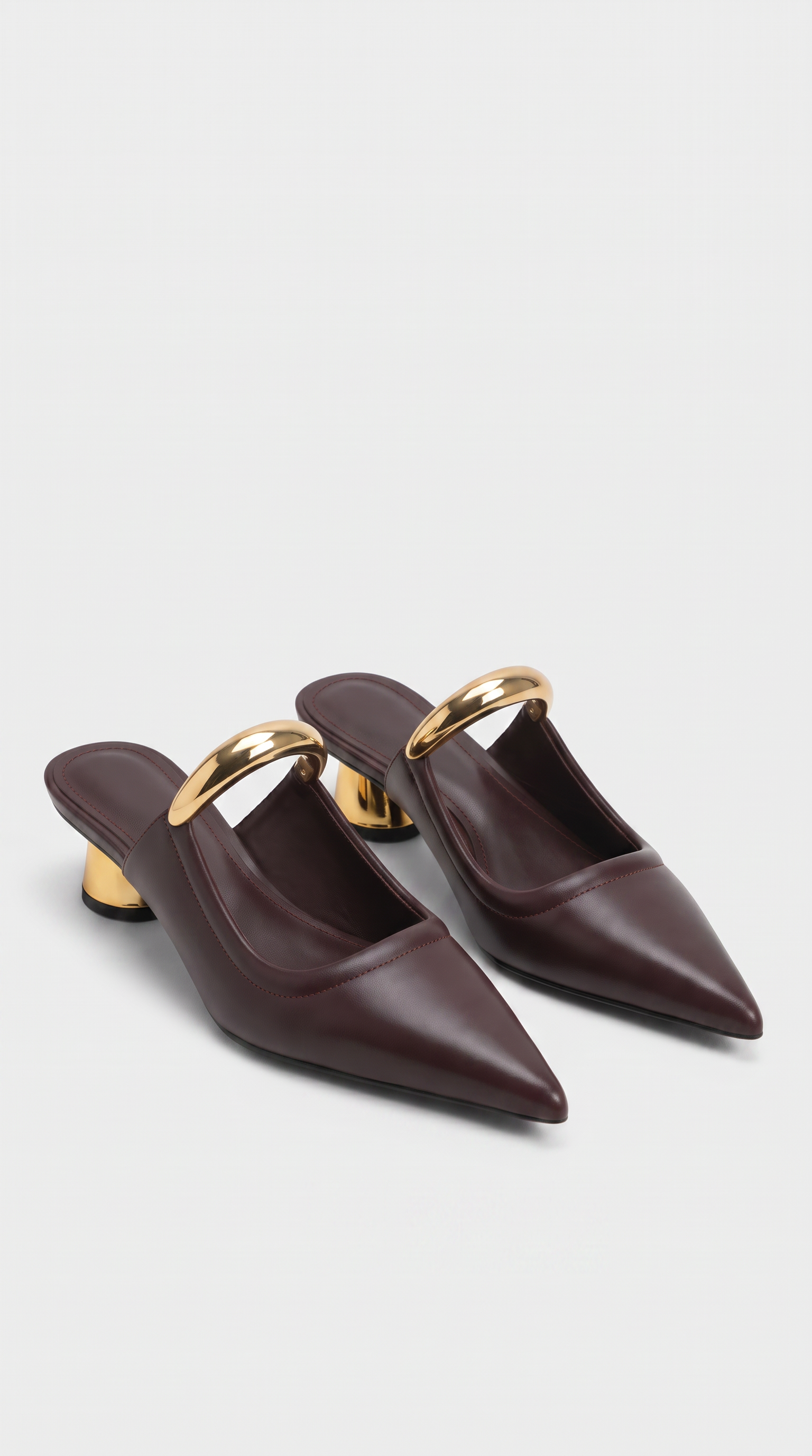 Koma - Metallic Strap Pointed-Toe Leather Mules Brown