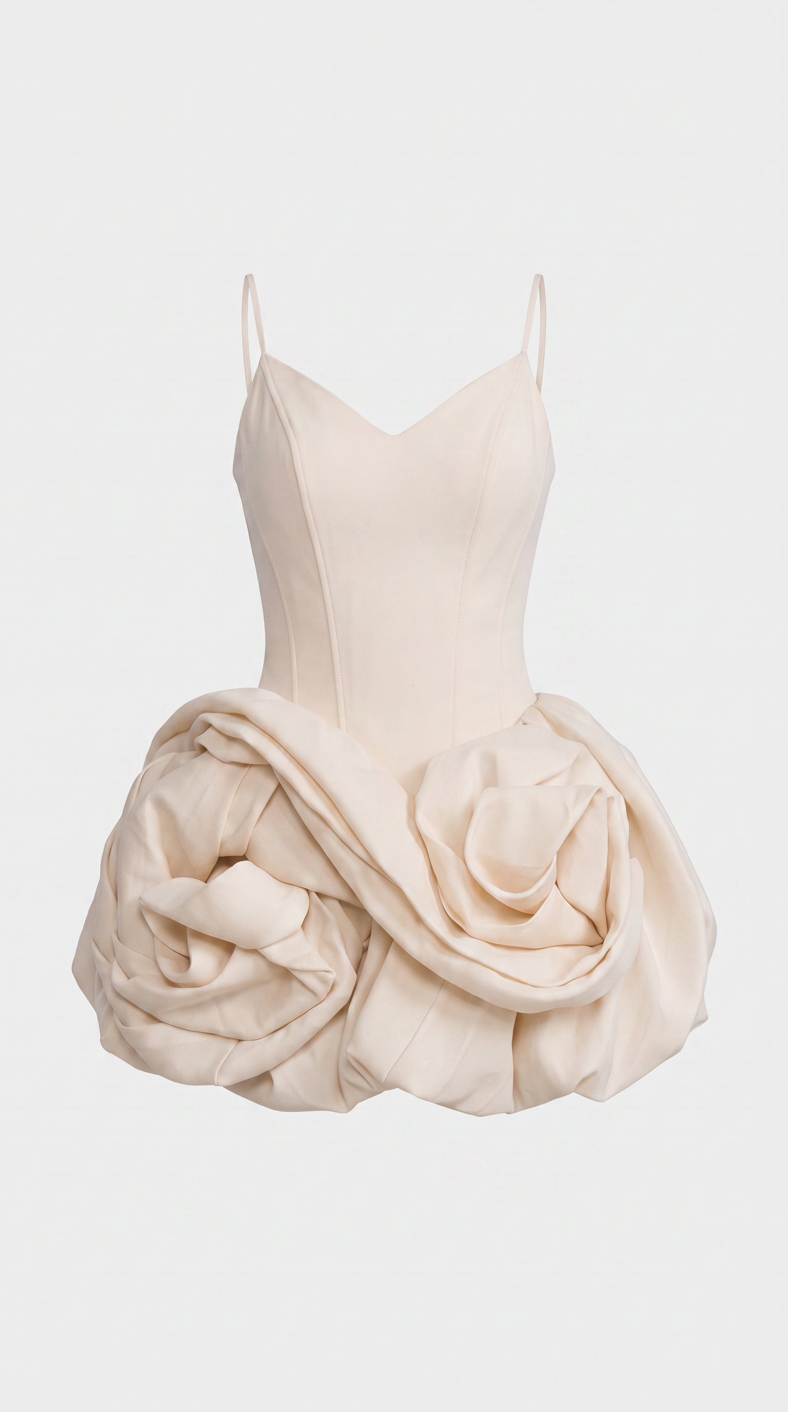 Azaf - 3D Rosette Bubble-Hem Corset Mini Dress White
