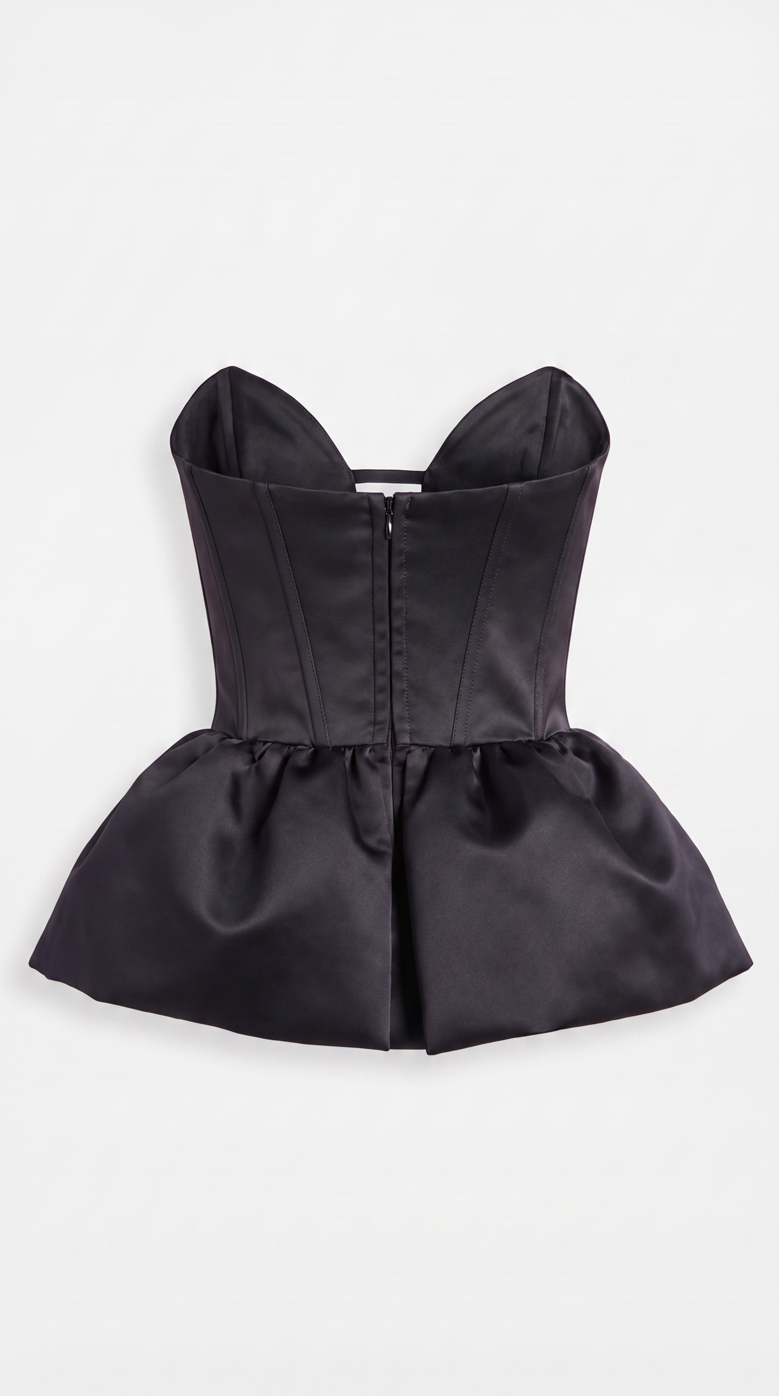 Salina - Strapless Cutout Plunge Peplum Corset Top Black