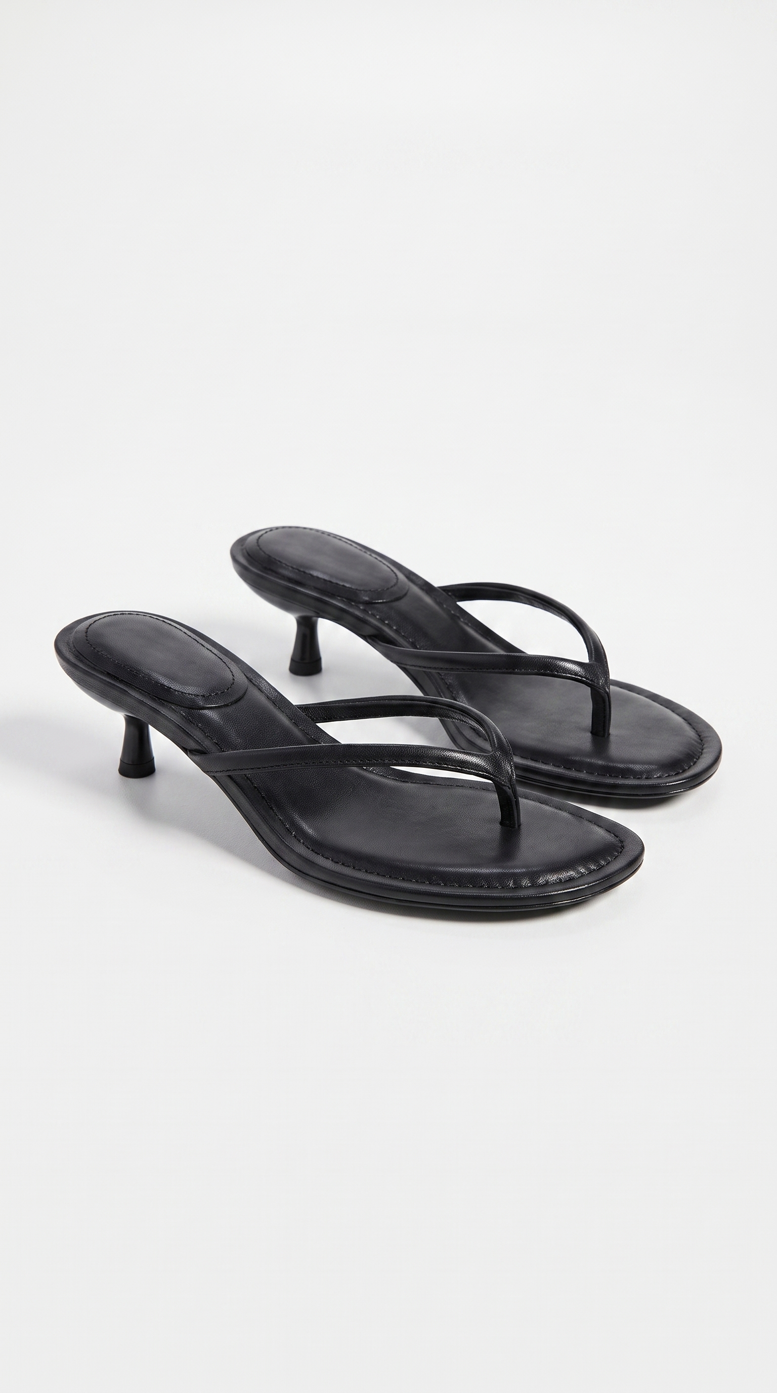 Tivoli - Minimalist Thong Kitten-Heel Mules Black