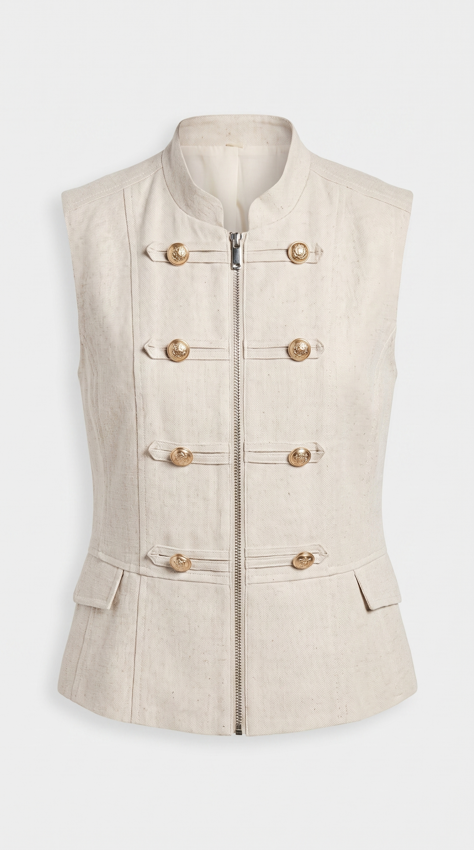 Casi - Military Zipped Vest & Pleated Shorts Set