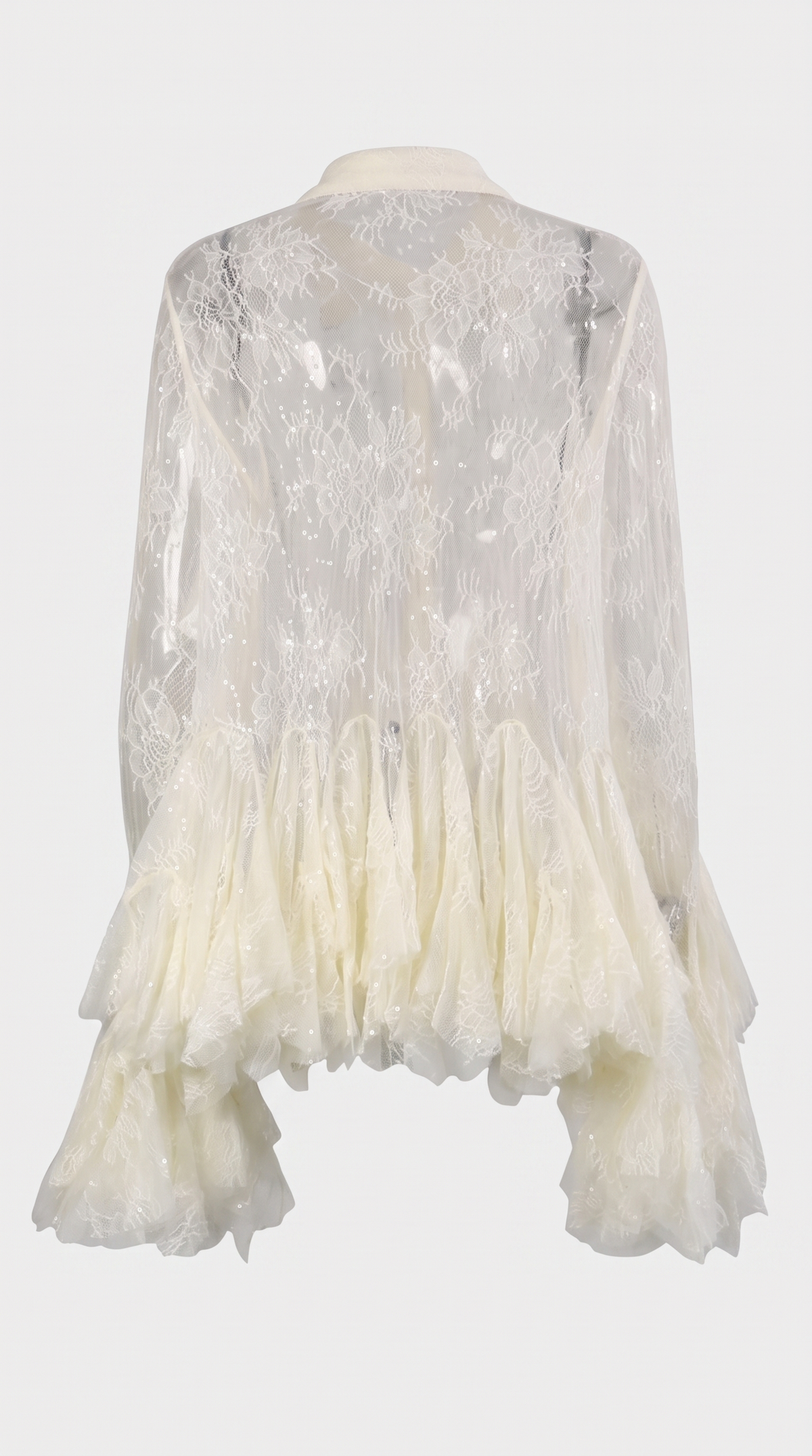 Bellagio – Sequin Lace Peplum Blouse Beige