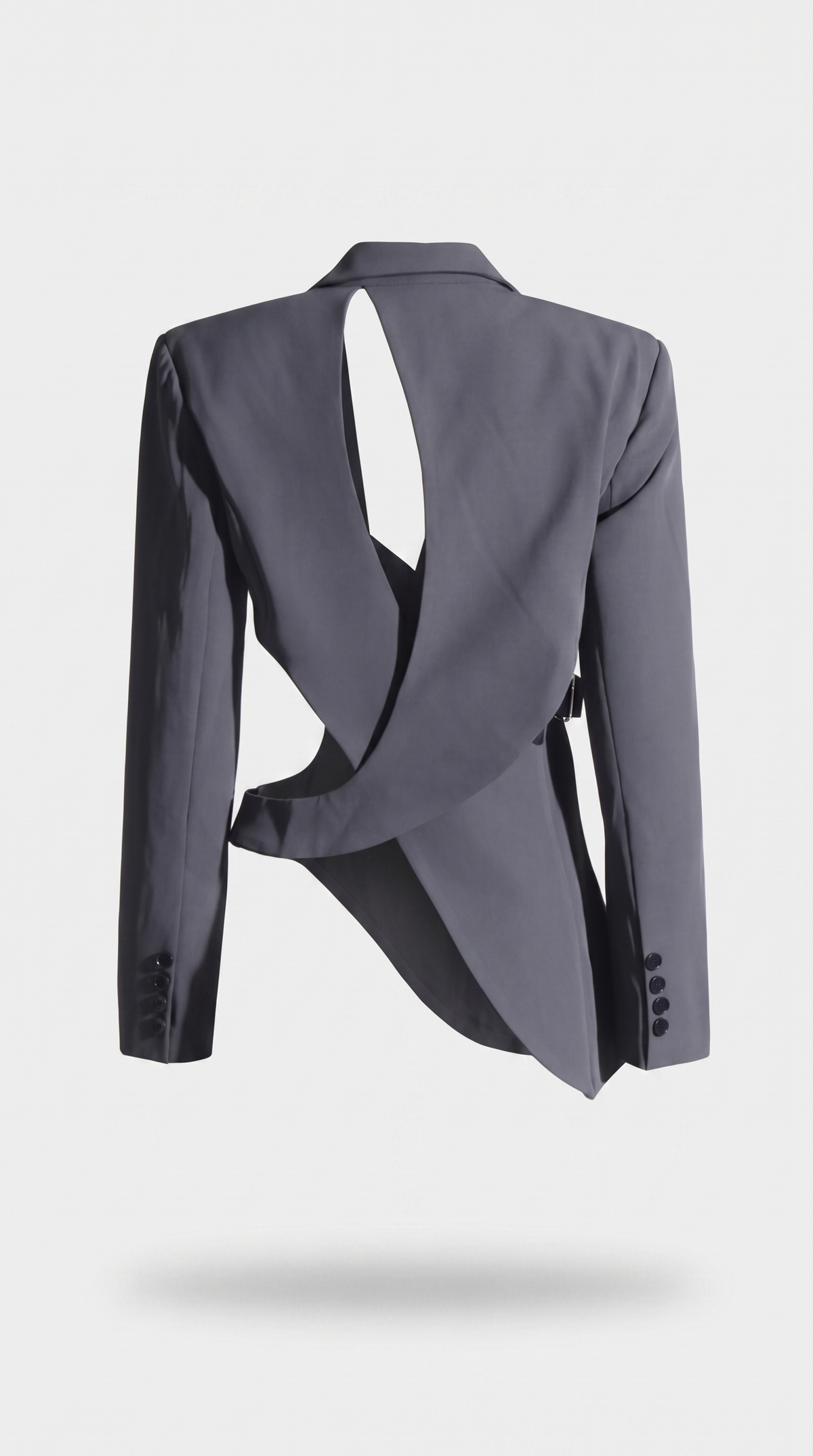 Chianti – Deconstructed Cutout Buckled Blazer Gray