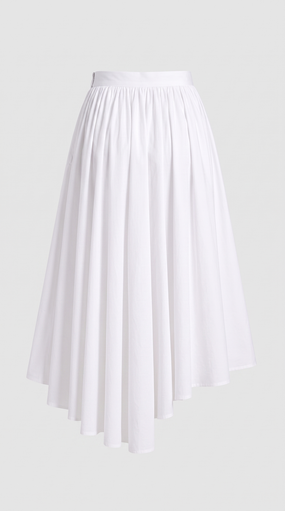 Scala – Asymmetric Gathered Poplin Midi Skirt White