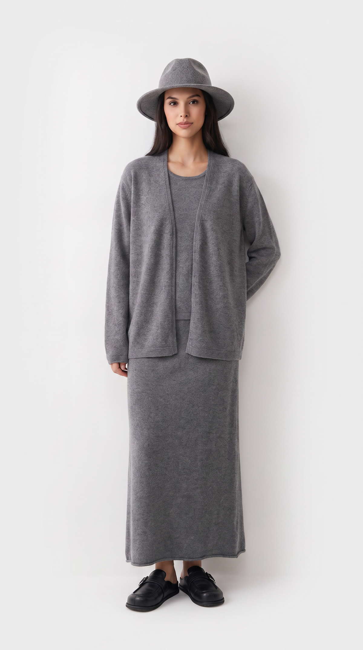 Casata – Fine Gauge Cashmere Open-Front Cardigan Gray