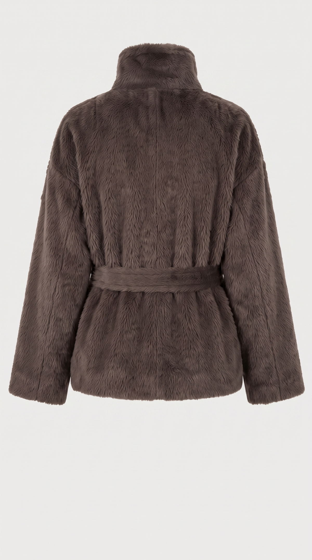 Bassano – Belted Plush Alpaca Wool Jacket Dark Brown