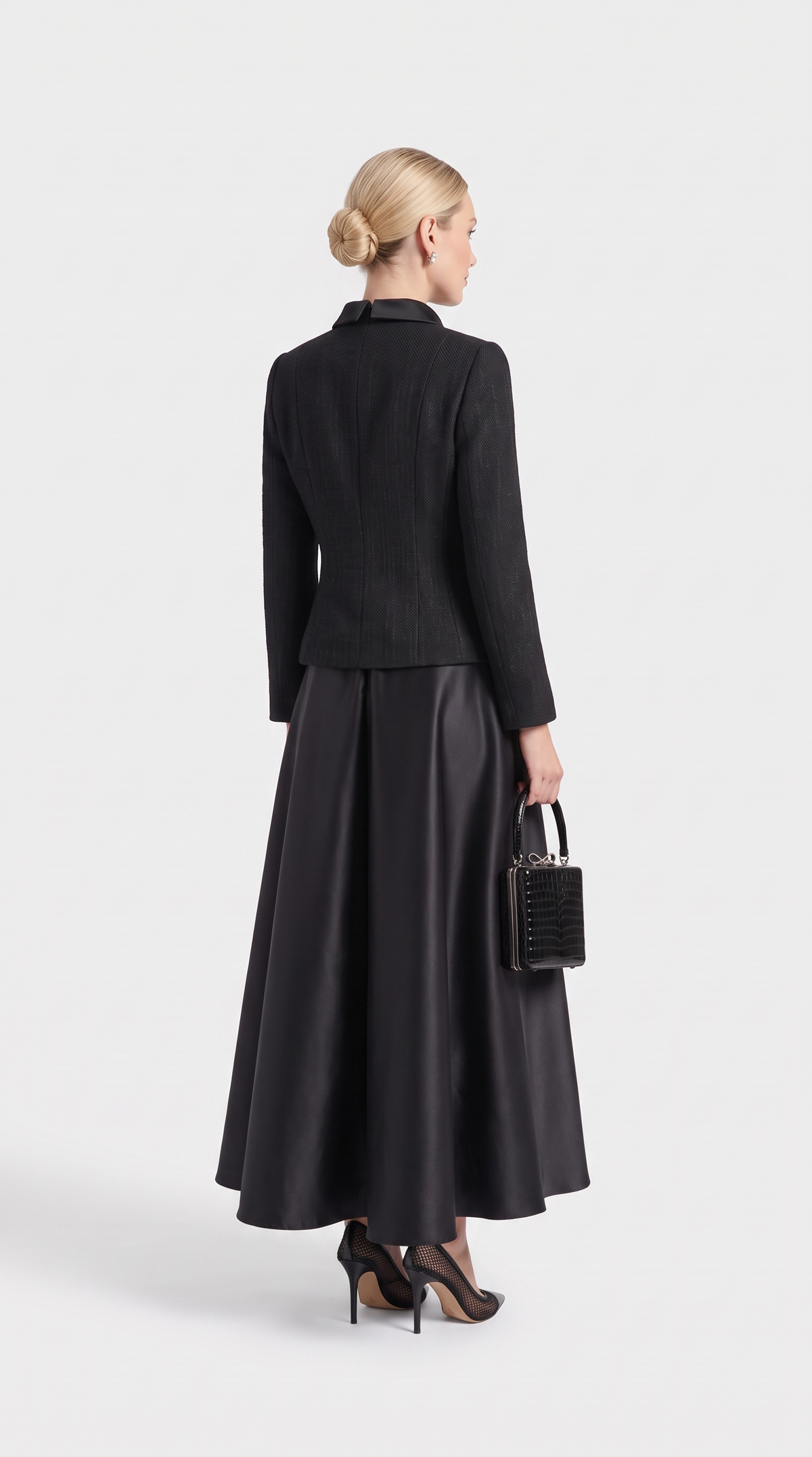 Arona – Bouclé Jacket & Satin Maxi Gown